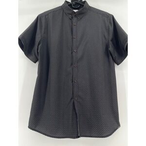 JB Holt Button Down Shirt Mens Medium Grey Athletic Fit Short Sleeve Geometric
